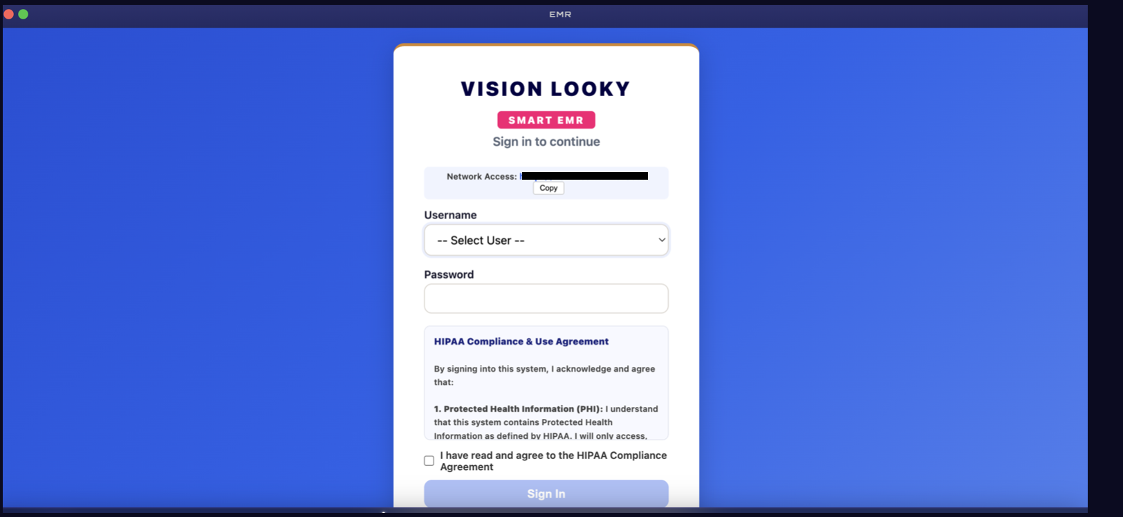 Vision Looky Smart EMR Login