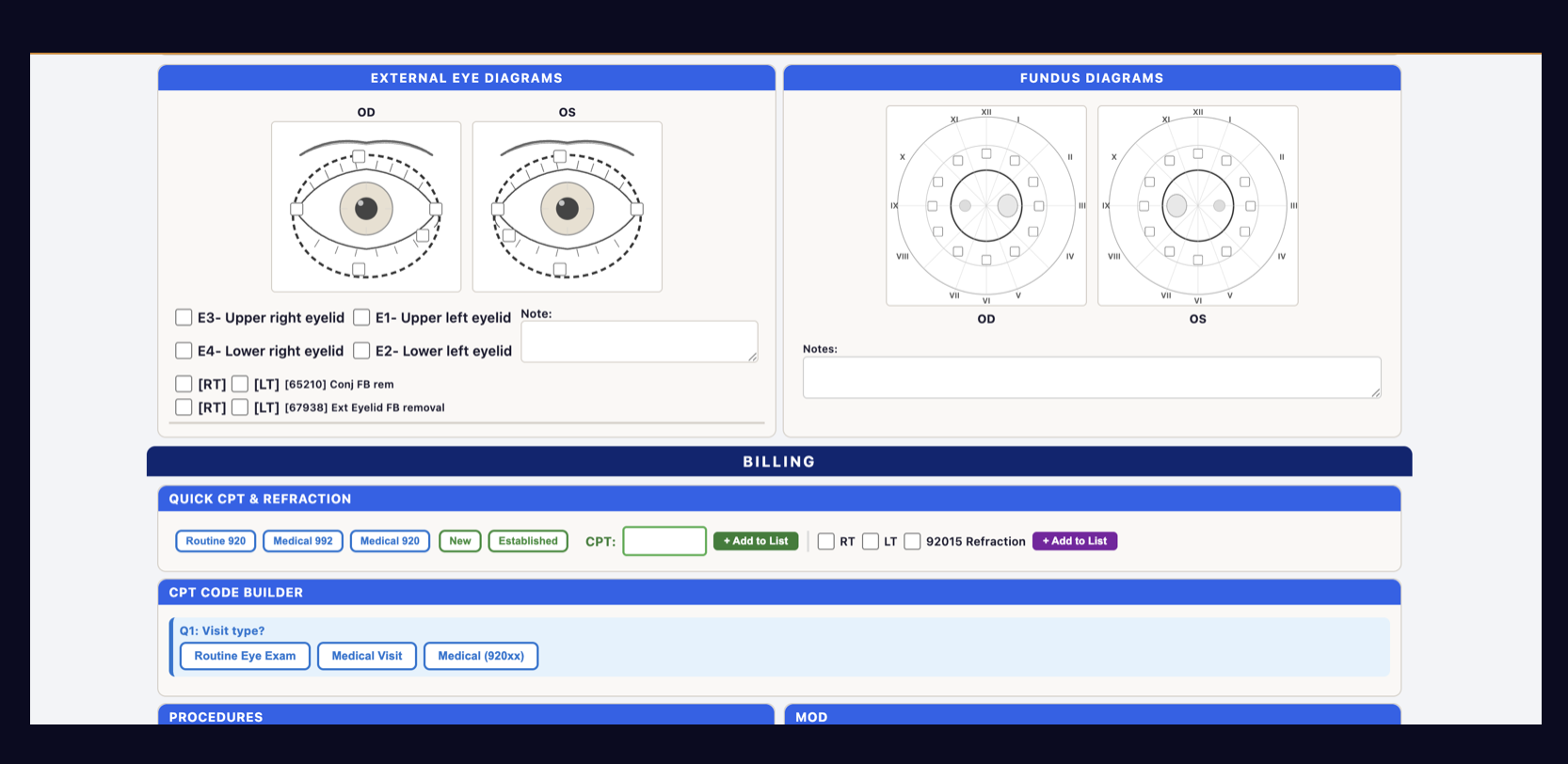 Eye Exam with Billing and CPT Codes